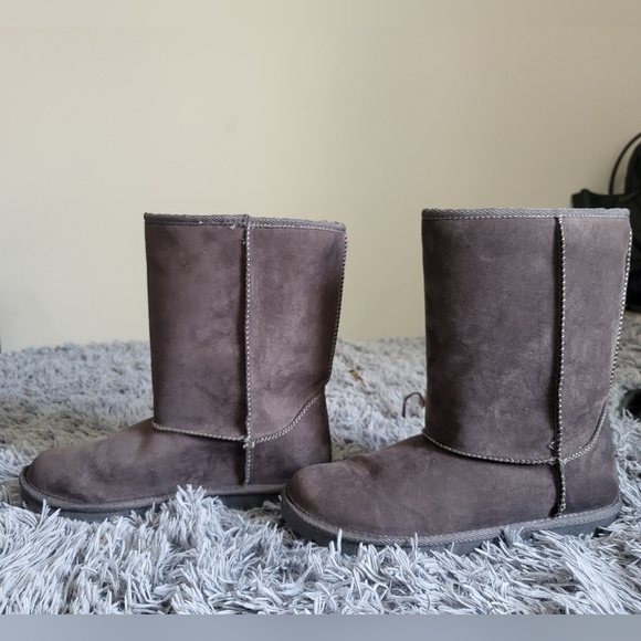 Arizona Womens Slate Gray Suede Boots With Fur Trim Size 10 - Picture 5 of 5